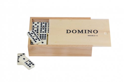 Angeltoys Dominospel (Dubbel 9) in houten kistje