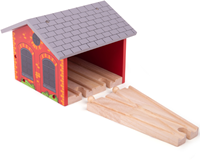 BigJigs Holz Lokschuppen für 2 Züge - Spielzeug Eisenbahn Zubehör-3