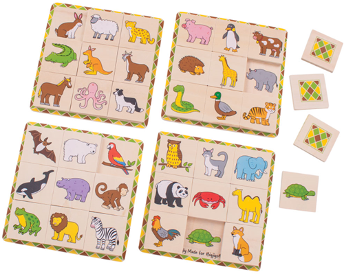 BigJigs Holzspiel Lotto - Tiere Memoryspiel für Kinder