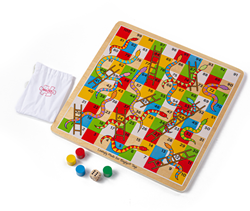 BigJigs Holz Brettspiel Schlangen und Leitern klassisches Kinderspiel