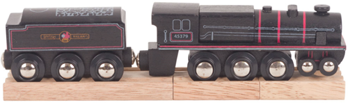 BigJigs Holzeisenbahn Dampflok - Black 5 - Spielzeugzug