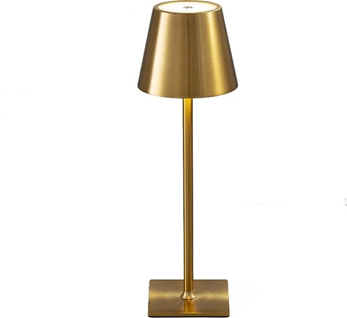 Attalos Tischlampe - USB-C wiederaufladbare Tischleuchte - Dimmbare Touch-LED-Lampe Gold - Hochwertige Verarbeitung - Kabelloses Nachtlicht - 38 cm