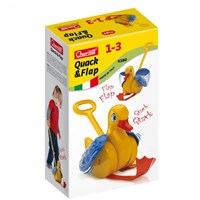 Quercetti Schiebestock Ente Spielzeug mit Geräusch - buntes Laufvergnügen