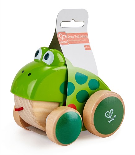 Hape Nachziehfrosch Fridolin von Hape | Holzfrosch Fliegen fressendes Nachzieh-Spielzeug für Kleinkinder, leuchtende Farben-2