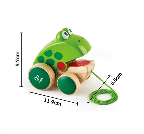 Hape Nachziehfrosch Fridolin von Hape | Holzfrosch Fliegen fressendes Nachzieh-Spielzeug für Kleinkinder, leuchtende Farben-3