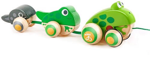 Hape Holz Nachziehtier Froschfamilie - Motorikspielzeug für Kleinkinder-2