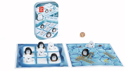 Hape 2-in-1 Spiel TicTacToe - Schlangen und Leitern klassisches Brettspiel
