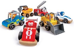 Hape Holzspielzeugauto Wild Riders - 12 Stück bunte Fahrzeuge