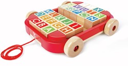 Hape Ziehwagen Holz Stapelbausteine Lernspielzeug für Kinder