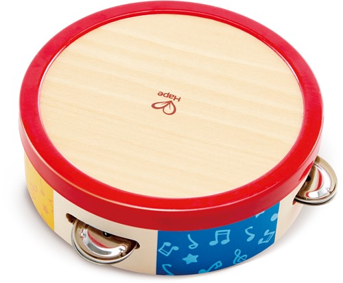 Hape Buntes Tamburin von Hape | Holztamburin Trommel für Kinder, Musikinstrument für Kinder ab 12 Monaten