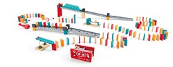 Hape Roboterfabrik Domino | doppelseitiges Dominoset mit Holzkugel, Lernspielzeug für Kinder