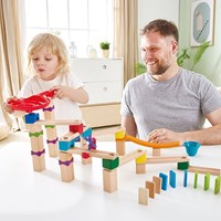 Hape Murmelbahn Holz Marble Rally Block Set buntes Spielzeug-2