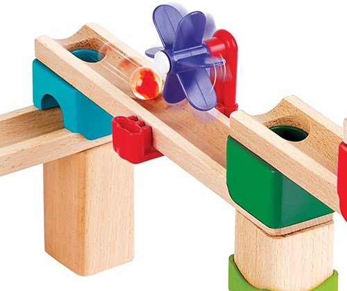 Hape Murmelbahn Holz Marble Rally Block Set buntes Spielzeug-3