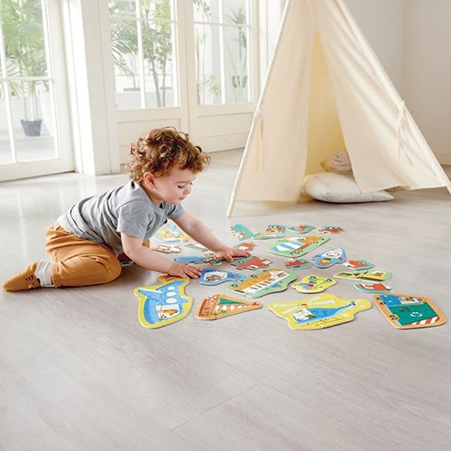 Hape Puzzle Wheels & Wonders - Lernspielzeug Fahrzeuge für Kinder