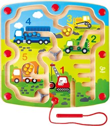 Hape E1713A E1713 Baufahrzeuge-Labyrinth Magnetlabyrinth, Magnetspiel, fördert u. a. die Feinmotorik, ab 24 Monaten