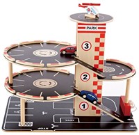 Hape Holzgarage Park & Go - Spielzeug Parkhaus mit Autos-2