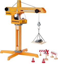 Hape E3011 - Großer Baukran, drehbarer Baukran inkl. Zubehör, aus Holz