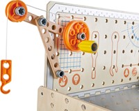 Hape Tüftler Werkbank | Bausatz aus Holz für Erfinder, 79-teilige Werkstatt für Kinder