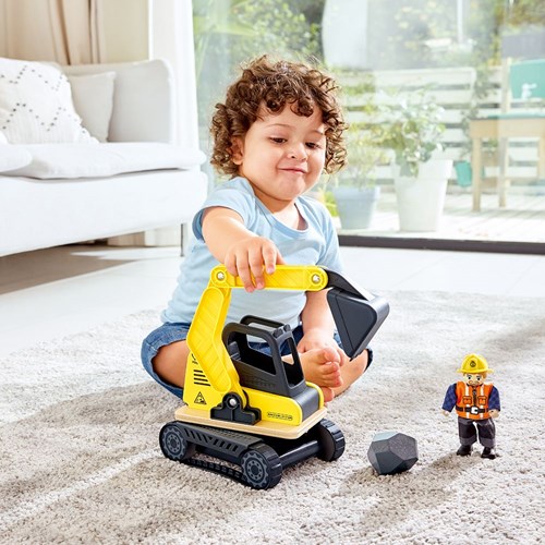 Hape Bagger Spielzeug Dig 'n Dump - Baufahrzeug gelb