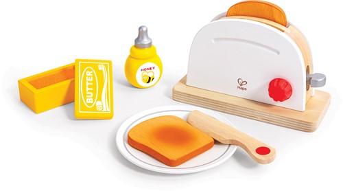 Hape Pop-up-Toaster-Set| Küchen-Fantasiespiel mit Frühstückszubehör für Kinder von Hape