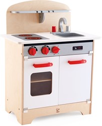 Weiße Gourmet-Küche, Spielküche aus Holz, Kinderküche für Küchen-Rollenspiel, aus Holz, ab 3 Jahren, weiß