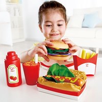 Hape Fast Food Spielset mit Burger, Hotdog und Pommes für Kinder