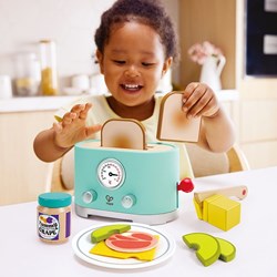 Hape Spielzeug Toaster Pop-up Set - Interaktives Holz Küchenspielzeug