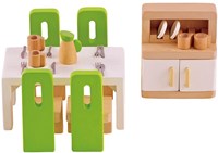 Hape Holz Esszimmer Puppenhaus Zubehör - grün - Spielzeug-2