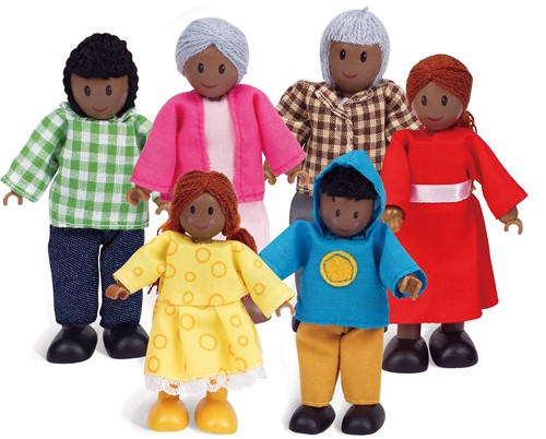 Hape E3501 - Puppenfamilie, dunkle Haut