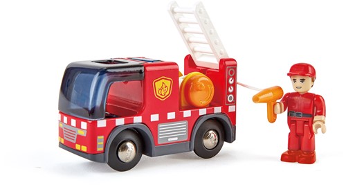 Hape E3737 E3737-Feuerwehrauto mit Sirene, Spielfigur &-Fahrzeug, Eisenbahn, rot