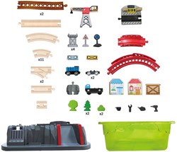 Hape Holz Eisenbahn Baukasten im Eimer - Spielzeug Zugset