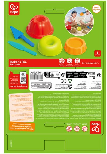 Hape Sandförmchen Baker's Trio Strandspielzeug bunt Kunststoff-3