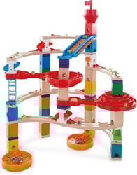 Hape E6024 - Super-Spiralburg, Quadrilla Kugelbahn, Konstruktionsspielzeug mit umfangreichem Zubehör, 129 teilig, aus Holz, ab 4 Jahren, mehrfarbig