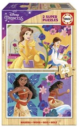 Educa Holzpuzzle Disney Princess Belle und Vaiana 2x25 Teile