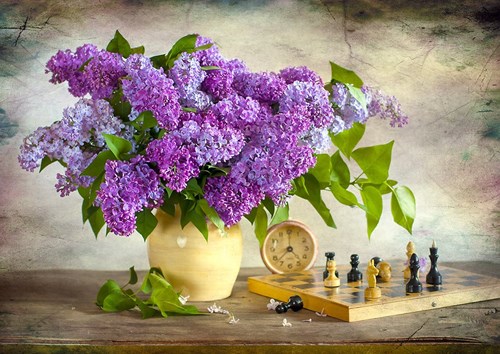 Enjoy Puzzle Puzzle Flieder und Schach - 1000 Teile bunt