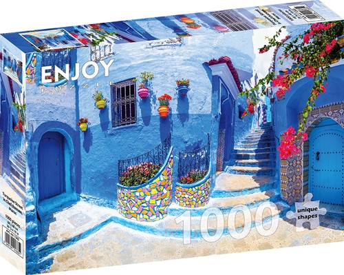 Enjoy Puzzle Türkis-Straße in Chefchaouen, Marokko - 1000 Teile-2