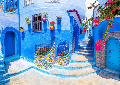 Enjoy Puzzle Türkis-Straße in Chefchaouen, Marokko - 1000 Teile