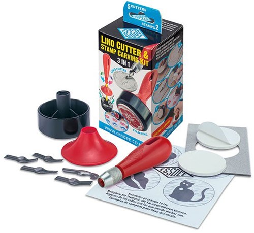 Essdee Essdee 3-in-1-Linolschnitt-Stempelset mit 5 Ausstechern