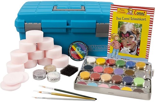 Eulenspiegel Schmink Starterset Make-up Koffer mit 24 Farben und Glitzer