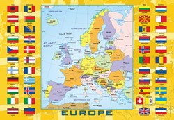 D-Toys Puzzle Europakarte mit Flaggen - Lernspielzeug 240 Teile