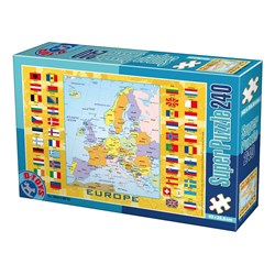 D-Toys Puzzle Europakarte mit Flaggen - Lernspielzeug 240 Teile