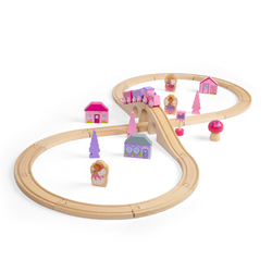 BigJigs Holz Eisenbahn Set Märchen rosa - 40-teiliges Spielzeug