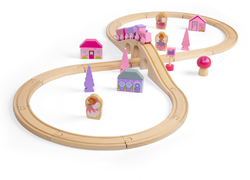 BigJigs Holz Eisenbahn Set Märchen rosa - 40-teiliges Spielzeug