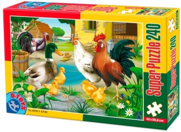 D-Toys Tiere vom Bauernhof: Huhn, Hahn, Ente und Kücken - 240 Teile