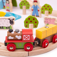 BigJigs Holz Bauernhof Eisenbahnset - 44-teiliges Spielzeug-3