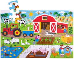 BigJigs Bauernhof Puzzle Boden Tiere 48 Teile Lernspielzeug