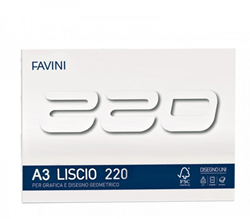 Favini Zeichenblock A3 glatt 220gr weißes Papier für Künstler