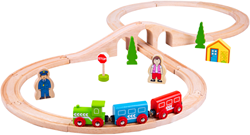 BigJigs Holzeisenbahn 8-förmig - 40-teiliges Spielzeugzug Set