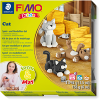 Fimo Katzen Knetset für Kinder - kreative Spiel- und Bastelbox