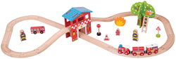 BigJigs Holz Feuerwehr Zugset - 39-teiliges Spielzeug